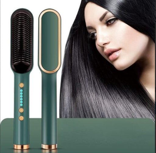 Hqt-909 Hair Straightener Ceramic Heated Hair Brush | Brush Straightener | Ceramic Heated Hair | Hair Styling | Hair Beauty Tool | Straight , Curl Different Styling Hair Ceramic Brush Box Packing ( Random Color )